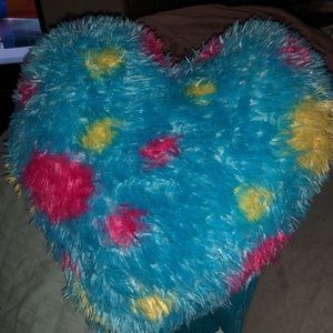 ❤️ Fuzzy blue polka dot heart pillow ❤️